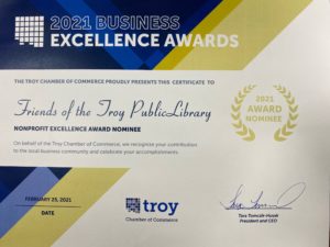 2021 nominee of The Troy Chamber of Commerce' Nonprofit Excellence Award